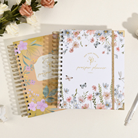 Agenda quotidien spirale A5 personnalisé avec logo doré, agenda chrétien de luxe avec fermeture élastique 2027