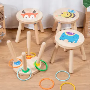 Petite chaise en bois deux-en-un, jouet en forme d'anneau de banc, bébé de 1 à 3 ans, entraînement à la concentration, jeunes enfants, jeu d'anneau de lancer, 2023