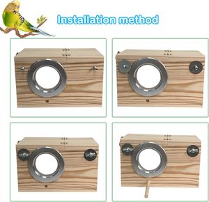 Bằng Gỗ Parakeet Hộp Bằng Gỗ <span class=keywords><strong>Parrot</strong></span> Nest Chăn Nuôi Hộp Với Perch Bird Nhà Cho Lồng Thích Hợp - Product Image 4
