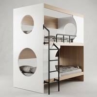 Lit superposé contemporain en bois pleine grandeur pour appartement, idéal pour dortoir, mobilier commercial