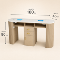 Table de manucure de luxe personnalisable pour salon de beauté, en marbre, avec plusieurs rangements, collecteur de poussière en bois, écologique, durable, usage commercial