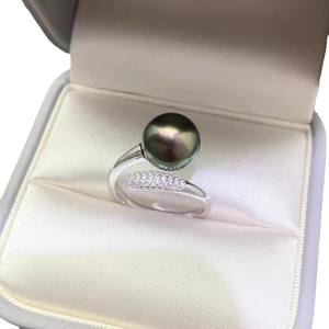 10539DIY Accessoires en perles Anneau en argent S925 Support vide Nouvelle tendance Bijoux en argent avec perles rondes de 6 à 9 mm Anneaux en diamant - Product Image 5