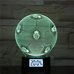 FC football forme 3d led illusion lumière refroidissement capteur intelligent <span class=keywords><strong>chevet</strong></span> veilleuse temps réveil <span class=keywords><strong>lampe</strong></span> pour garçons - Product Image 6