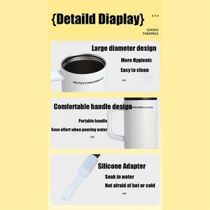 Vaso de Viaje de Acero Inoxidable 316 con Logotipo Personalizado, 710 ml, Aislado al Vacío, con Asa y Pajita para Oficina - Product Image 4