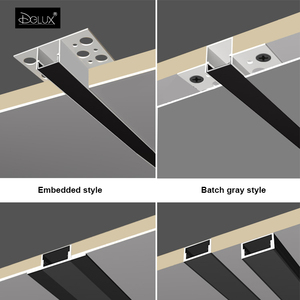 Installation de diffuseur de support en aluminium <span class=keywords><strong>noir</strong></span> et blanc intégré DGLUX, canal LED de lumière de bande extrudée - Product Image 4
