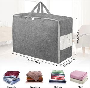 Sac de rangement Oxford grande capacité personnalisé avec fenêtre transparente, idéal pour couvertures, déménagement et literie (pour salon) - Product Image 2