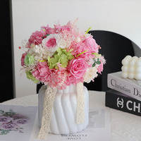 Cadeau de la Saint-Valentin et de la remise des diplômes : Rose éternelle en bouquet, longue durée, faite à la main, dans une boîte cadeau ronde pour anniversaire de mariage