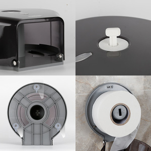 Wall Mounted Toilet <b>Paper</b> Holder Circular <b>Black</b> Transparent No Drill Large Roll For Bathroom - Product Image 5