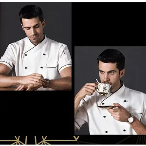 Latest Designs Chef Uniforms For Restaurant Chef Jacket Hotel Kitchen Chef Coats Black Short Sleeve
