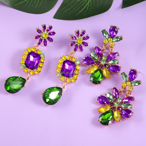 <strong>New</strong> <strong>Orleans</strong> Saints Mardi Gras Carnival Rhinestone Crystal Earrings Mardi Gras Charm Jewelry Accessories for Women