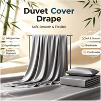 Ensemble de housse de couette et de draps en bambou 100% bambou, 300TC, simple, respirant, écologique, rafraîchissant pour l'été