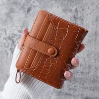 Dompet Clutch Motif Buaya Mini, Tempat Kartu Kredit Pendek, Dompet Koin Wanita