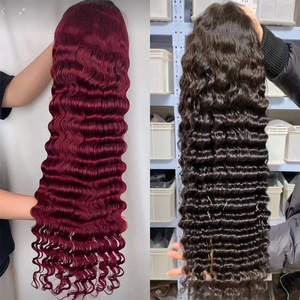 Натуральный необработанный парик из 100% человеческих волос с HD-лентой, без клея, с сохраненной кутикулой, глубокая волна, для женщин - Product Image 5