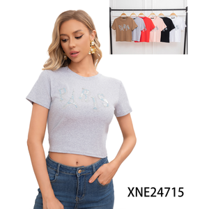 Comodo7 imprimé personnalisé plaine été 100% coton haut court t-shirt court dames t-shirts pour femmes - Product Image 3