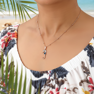 Elegante Collar con Colgante de Plata de Ley 925 con Diseño de Caballito de Mar y Cadena a Granel, Hecho en Turquía - Product Image 3