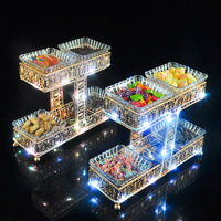 Ensemble de 4 pièces : Plateau à fruits en fer à deux niveaux et quatre compartiments, couleur personnalisée, bol en verre non toxique pour fêtes, assiette de service pour bonbons et fruits secs