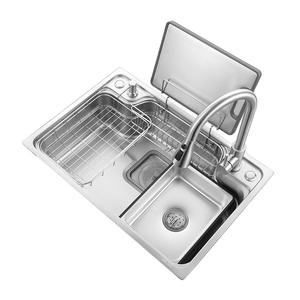 Fregadero de cocina estilo cascada con pantalla digital integrada, hecho a mano en acero inoxidable 304 cepillado. - Product Image 6