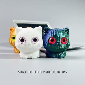 Figurines décoratives de chatons mignons aux grands yeux, imprimées en 3D, accessoires de décoration de bureau, miniatures en PLA pour micro-paysages, petits ornements 2026 - Product Image 2