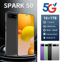 Smartphone de jeu SPARK 50 5G, grande mémoire 16+1 To, écran 7,3 pouces, batterie 8800 mAh, appareil photo 108 MP, Android 16, double SIM pour jeux mobiles et vidéo