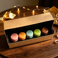 Boîte à macarons rectangulaire en papier kraft personnalisée en gros pour biscuits, pâtisseries, cadeaux, emballage personnalisé imprimé