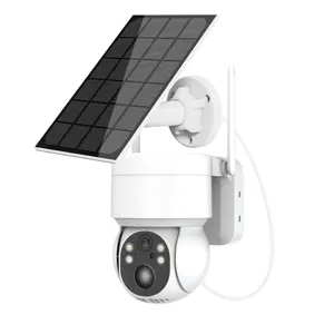 太阳能电池PTZ摄像机ICSEE无线智能户外360 PTZ PIR 5MP摄像机太阳能电池板供电闭路电视无线安全