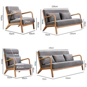 Canapé familial compact en bois massif pour <span class=keywords><strong>salon</strong></span>, appartement, fauteuil simple et double, <span class=keywords><strong>balcon</strong></span>, canapé combiné en tissu simple <span class=keywords><strong>de</strong></span> style nordique - Product Image 5