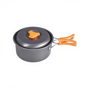 Portable Outdoor Camping Pot Lightweight Backpacking Frying Pan Hard-Anodized Aluminum Camping <b>Cookware</b> Set for Hiking - Product Image 2