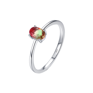 Bagues en argent sterling 925 avec tourmaline pastèque colorée rétro pour femmes, accessoires de bijoux exquis pour fêtes et occasions spéciales - Product Image 1