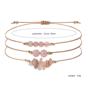 3PCS Natural Gem stone Adjusta ble Rope Bracelets Set Spiritueller Amethyst Tiger eye <span class=keywords><strong>Healing</strong></span> Crystal Stone Perlen Armband mit Karte - Product Image 3