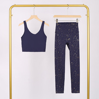 Ensemble de yoga pour femme de haute qualité, avec soutien-gorge de sport personnalisé, édition correcte, style L, coupe U, et pantalon scintillant, pour la gym, le sport et le fitness