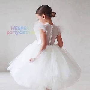 HP Girls Flutter Sleeve Princess Dress Kids Flower Girl Pageant Gown Children <b>Tulle</b> Tutu Performance Wear Wedding Party Outfits - Product Image 1