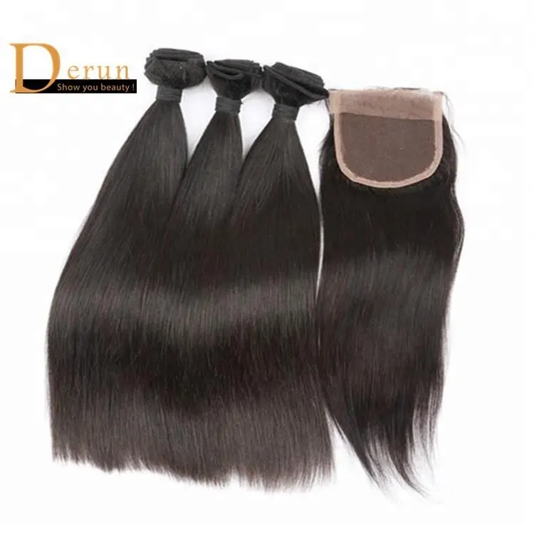 12A 15A Grade 10-40 inch bone straight Brazilian virgin human hair bundles with lace closure set from wholesale vendor thick
