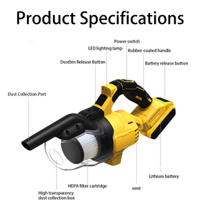 Aspirateur sans fil 20V avec moteur brushless en plastique, batterie 2000mAh, portable, usage industriel et domestique, grande puissance d'aspiration pour souffleur - Product Image 6