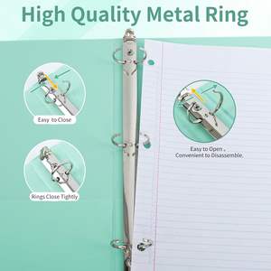 Custom Presentation Ring Binder <b>Plastic</b> Folder 1'' Office School Blue 1-Inch Round 3 Ring Binder With 2 Interior <b>Pockets</b> - Product Image 4