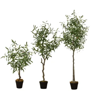 热卖高品质人造植物丝叶人工橄榄树与橄榄枝塑料橄榄植物