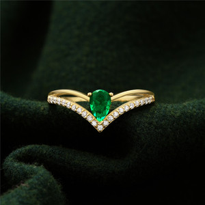 Anillo de Plata de Ley 925 con Baño de Oro de 18K y Circonita Esmeralda Geométrica de Doble Línea para Mujer, Anillos de Boda, Regalos, ROXI, Gran Venta - Product Image 1