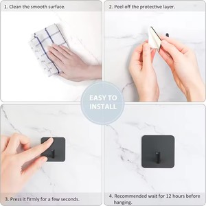 304 Stainless Steel Heavy-Duty Waterproof Adhesive <b>Hook</b> Self-Hanging Wall <b>Hooks</b> Storage Holder Stick Foldable Detachable <b>Towel</b> - Product Image 6