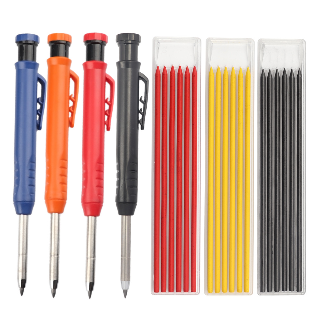 Wholesale Wood Job Marker Pen Tools Refill Leads Built-in Sharpener Long Nosed Deep Hole Mechanical Marker Pencil