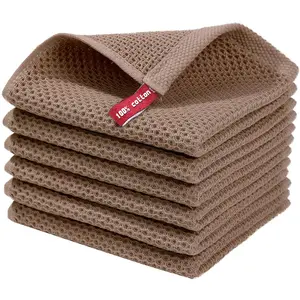 Wholesale Waffle Weave Cotton Kitchen Towels Sets Soft Absorbent Quick Drying Honeycomb Dish Towel