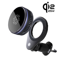 Chargeur magnétique sans fil Qi2.2 pour voiture, charge rapide 25W, refroidissement semi-conducteur TEC, support de téléphone RGB pour grille d'aération et tableau de bord