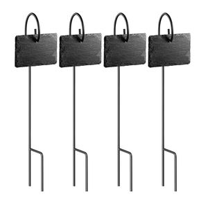 <span class=keywords><strong>Étiquette</strong></span> autocollante en pierre à aiguiser, marqueur de jardin, en <span class=keywords><strong>ardoise</strong></span> noire naturelle, avec tige suspendue en acier inoxydable - Product Image 2