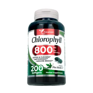 Supplement Chlorophyll Extract 800mg Softgel Capsules Body's Blood Cleansing Enhance Immunity Intestinal System Chlorophyll