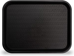 <span class=keywords><strong>Plateau</strong></span> de restauration rapide noir 18 x 14 pouces, grands plateaux rectangulaires pour restaurants, plateaux en plastique pour cafétéria, plateaux pour le déjeuner scolaire - Product Image 1