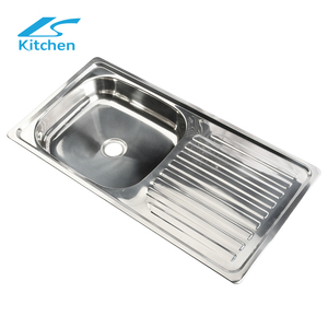 Évier de cuisine moderne K7540SA en acier inoxydable fait main avec égouttoir intégré pour restaurant et buanderie extérieure - Product Image 2