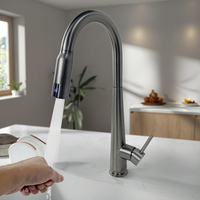 Robinet de cuisine intelligent à commande tactile, robinet de luxe à capteur, robinet moderne à poignée unique en acier inoxydable 304 pour hôtel et salle de bain