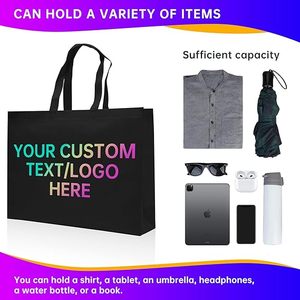 Sac fourre-tout personnalisé avec votre logo - Sacs de courses réutilisables en non-tissé personnalisés, sacs d'affaires (horizontaux) - Product Image 3