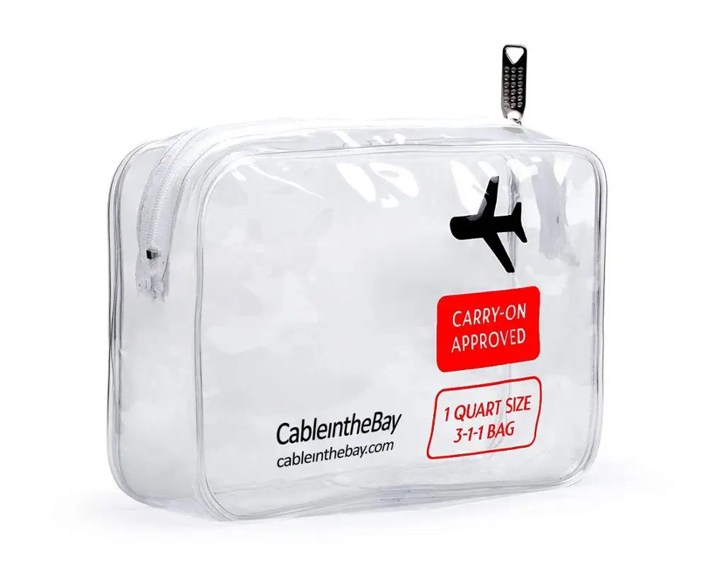 Одобренная TSA сумка для туалетных принадлежностей авиакомпании, размер кварты, с молнией, для аэропорта, прозрачная сумка, сумка для ручной клади, дорожный рюкзак