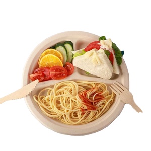 Assiettes jetables biodégradables en pulpe de bambou de qualité alimentaire pour fêtes et pique-niques en plein air – Vente en gros usine - Product Image 1