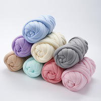 Factory Price Wholesale 100% Polyester Handmade Super Chunky Thick Tube Yarn Dyed Hand Knitting Yarn