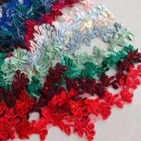 Applique en dentelle brodée colorée à sequins, motif floral, faite à la main, pour robe de mariée, costume de spectacle, accessoires DIY